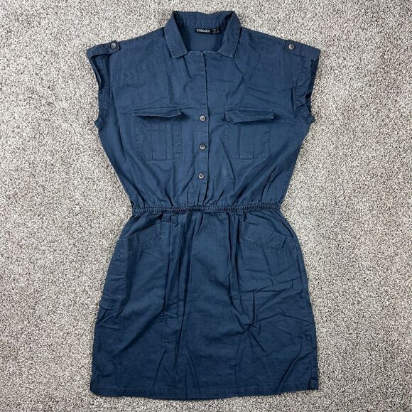 ESMARA Dress Womens US 8 Linen Cotton Blend Blue Basic Utility Effortless EU 40 - Picture 1 of 13